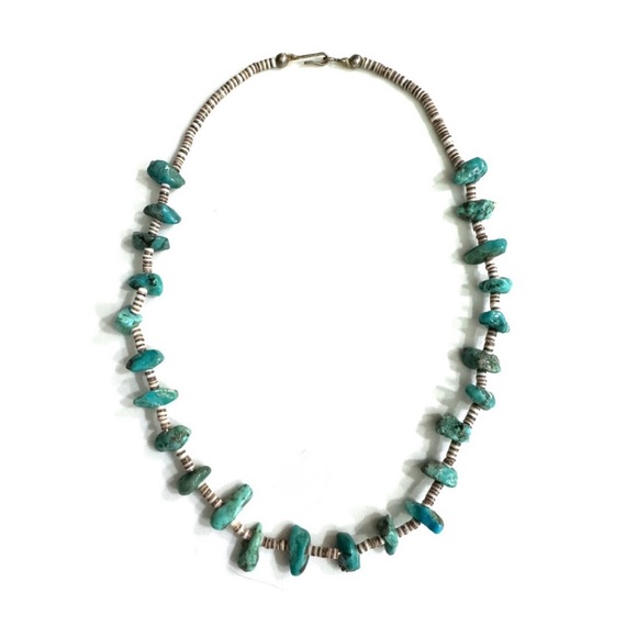 Vintage Santo Domingo Royston Turquoise Melin Shell Heishi 18” Necklace